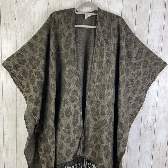 Woolrich Shawl Women’s One Size Leopard Animal Print Fringe Wrap - Picture 5 of 7
